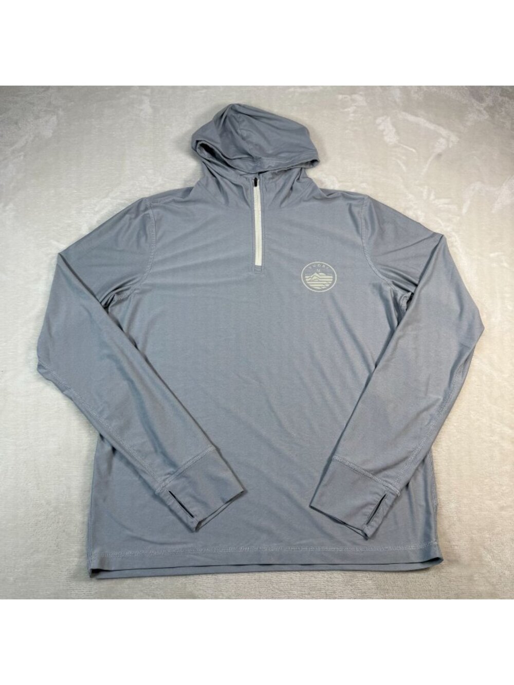 Vuori Uluwatu Water Tech Hoodie 1/4 Zip Pullover Gray Mens M Active Outdoor